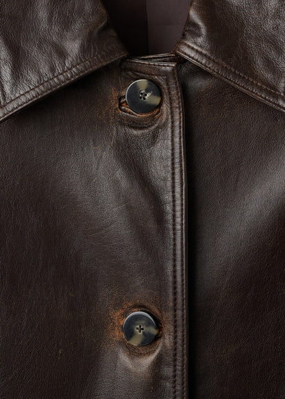 100% leather full-length coat