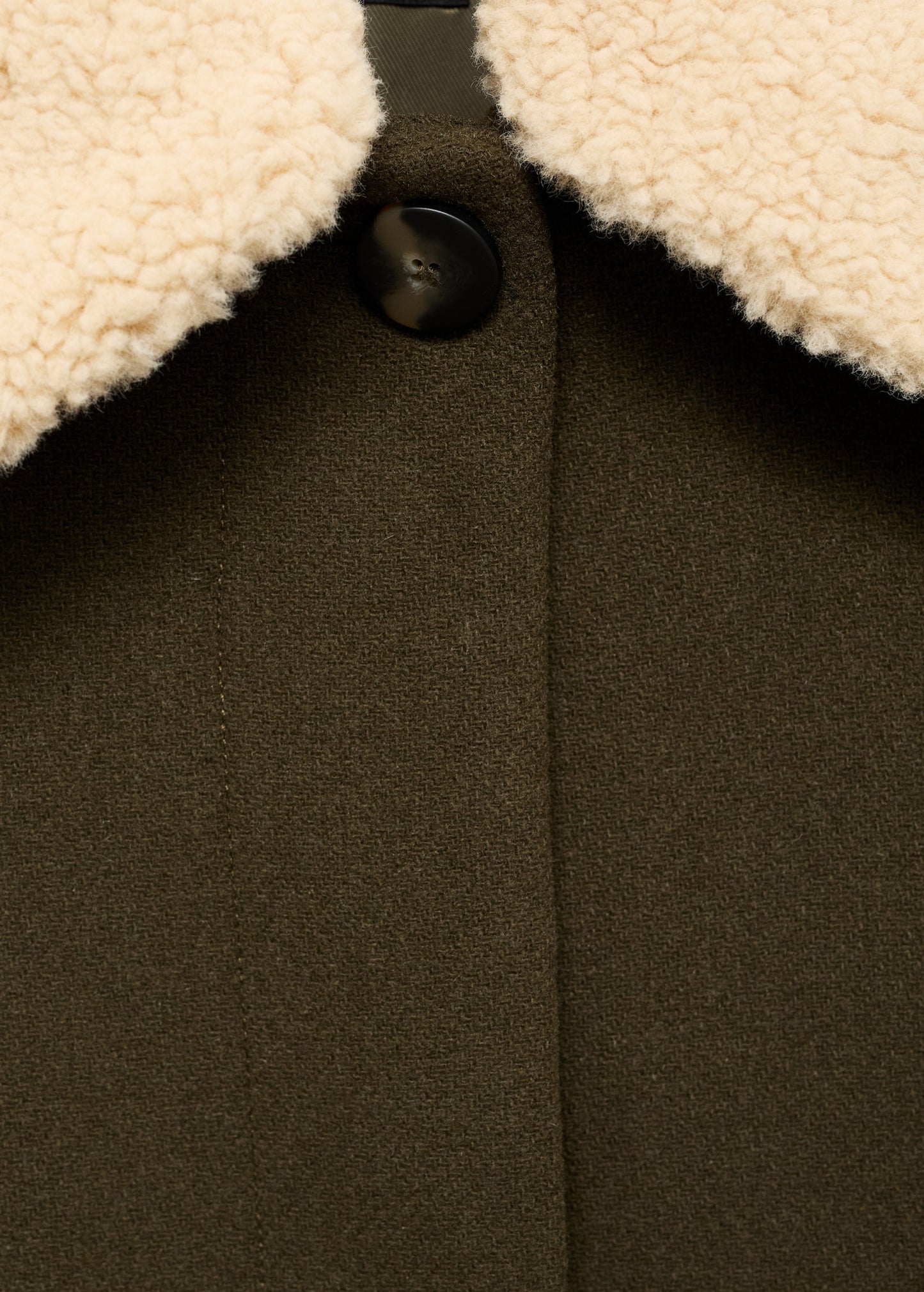 Wool blend jacket with shearling collar