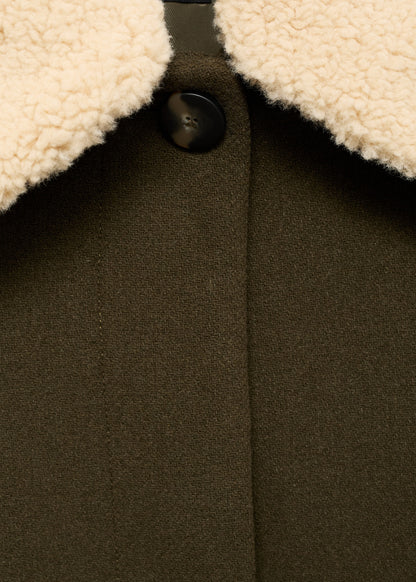 Wool blend jacket with shearling collar