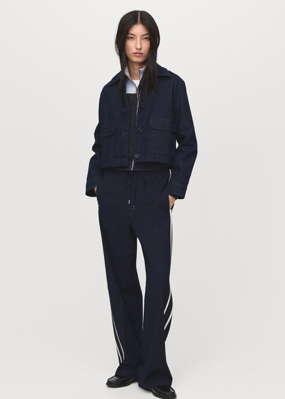 Contrast stripe straight trousers