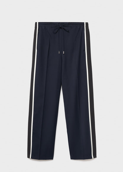 Contrast stripe straight trousers