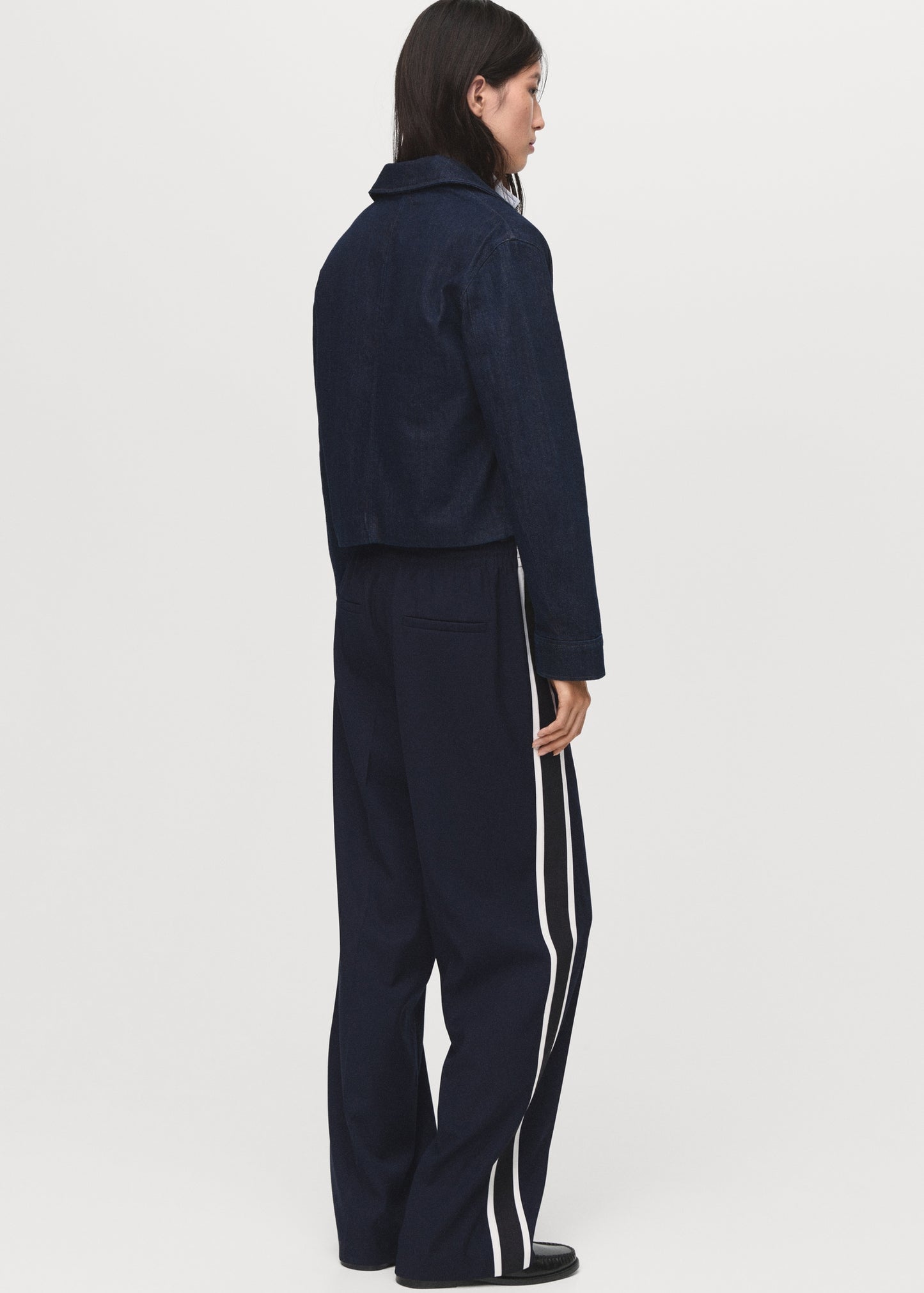 Contrast stripe straight trousers