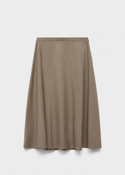 Houndstooth wool-blend skirt