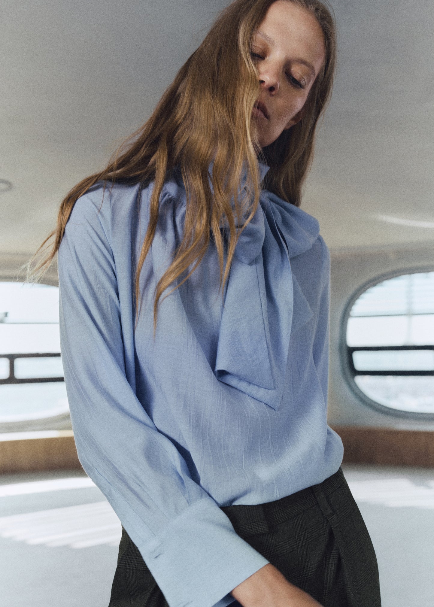 Textured blouse with foulard