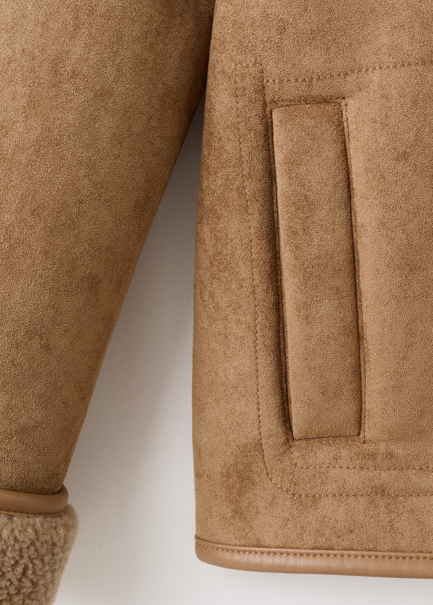 Faux-shearling leather-effect coat