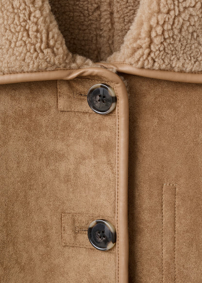 Faux-shearling leather-effect coat