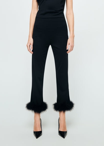 Capri trousers with feathers