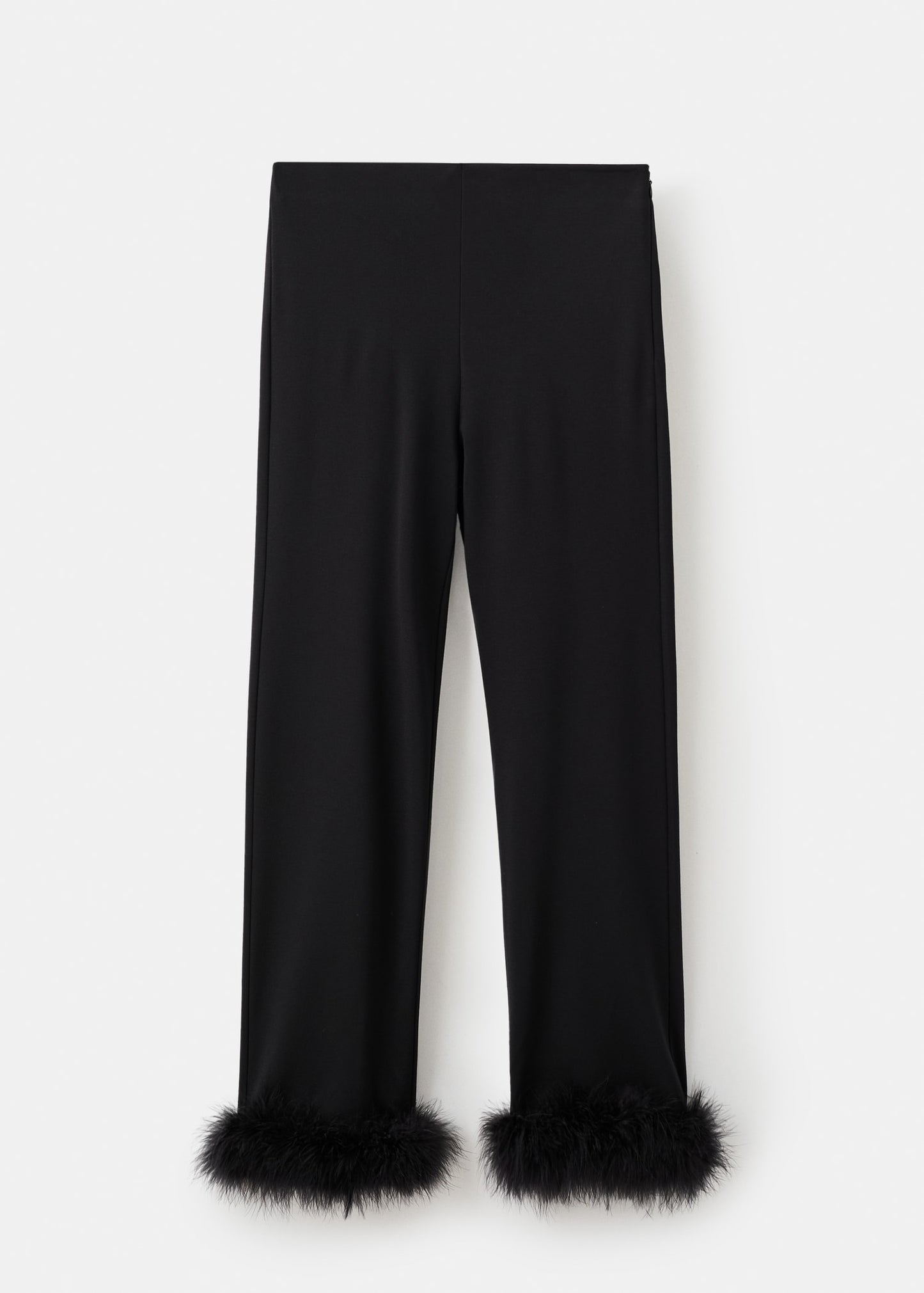 Capri trousers with feathers