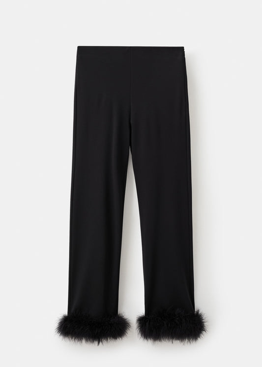Capri trousers with feathers