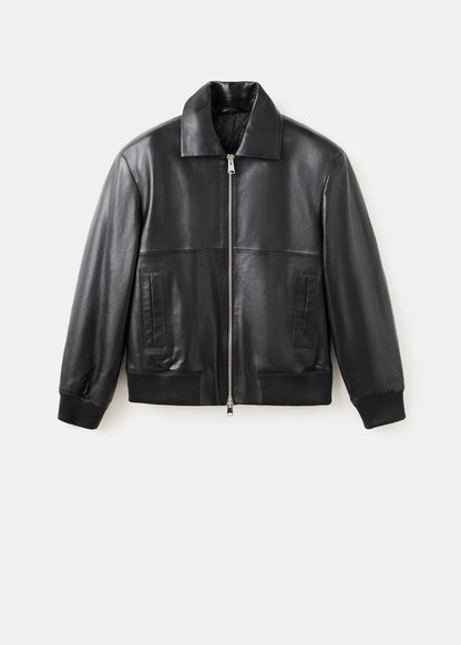 Leather bomber jacket
