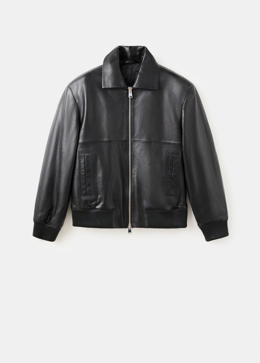 Leather bomber jacket