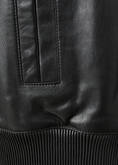 Leather bomber jacket
