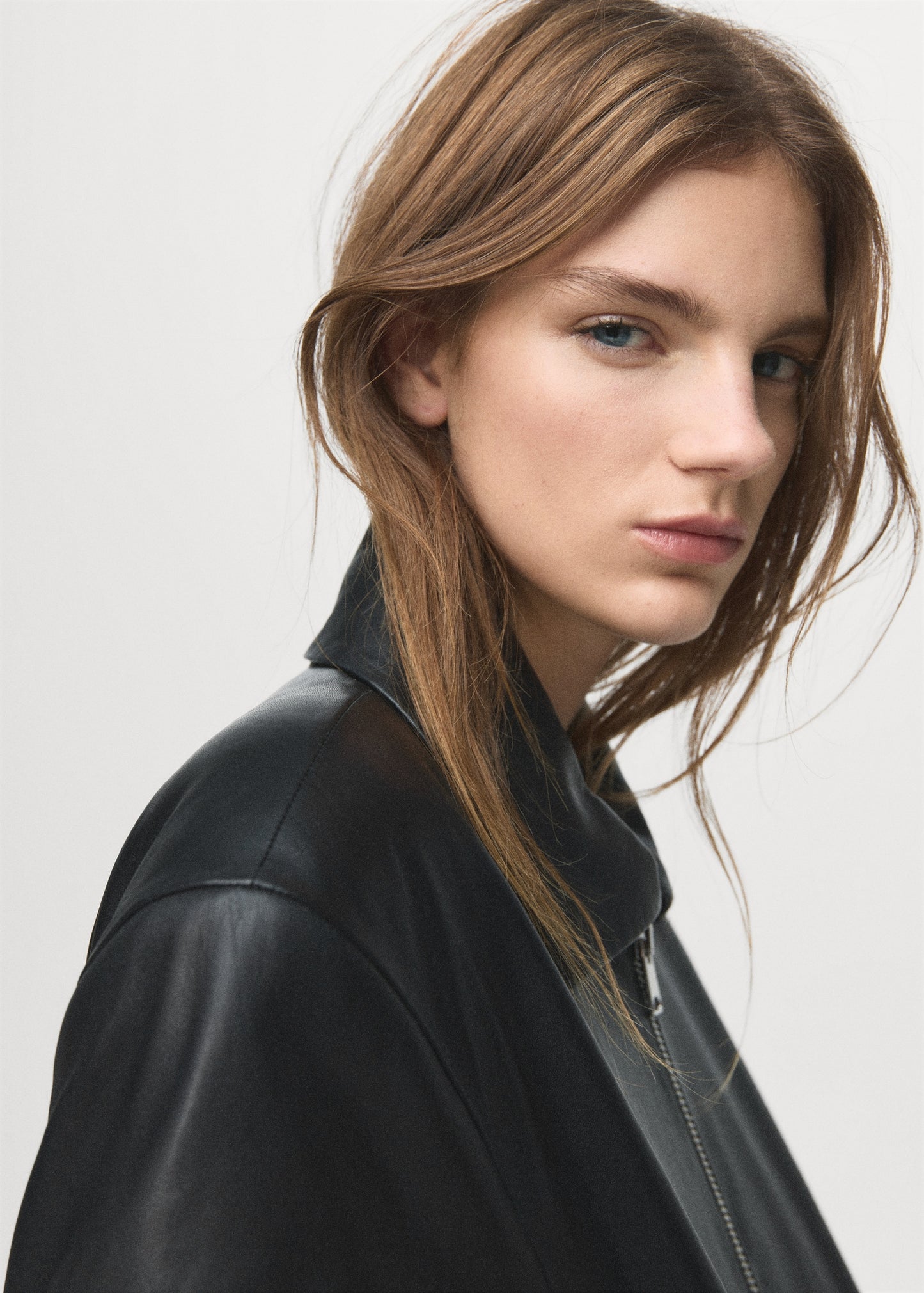 Leather bomber jacket