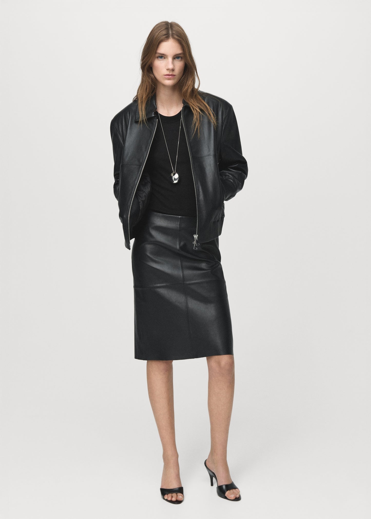 Leather bomber jacket