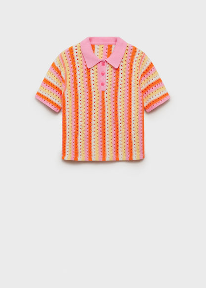 Two-tone striped crochet sweater