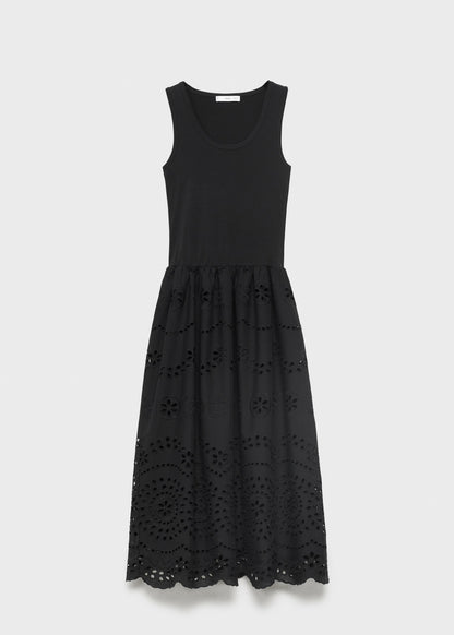 Cotton dress with openwork embroidery