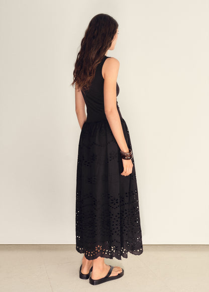 Cotton dress with openwork embroidery
