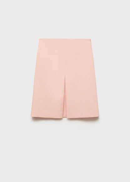 Cotton midi-skirt with pleat detail
