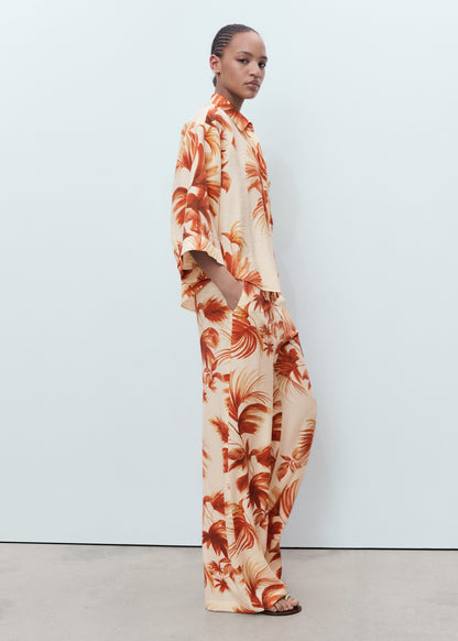 Flowing palm-tree print trousers