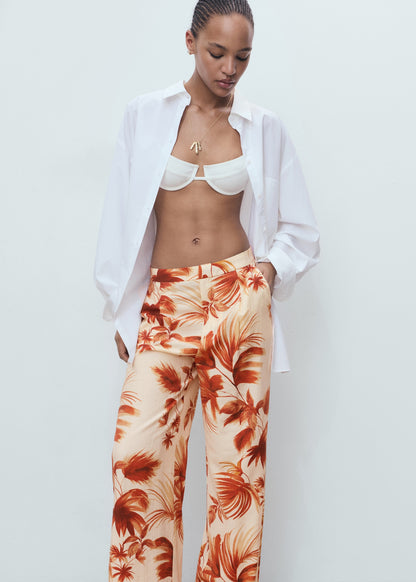Flowing palm-tree print trousers