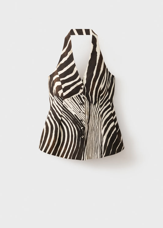 Zebra print linen vest