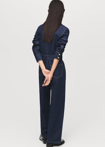 Belt denim jumpsuit