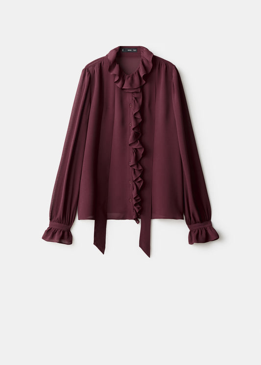Ruffled blouse with scarf