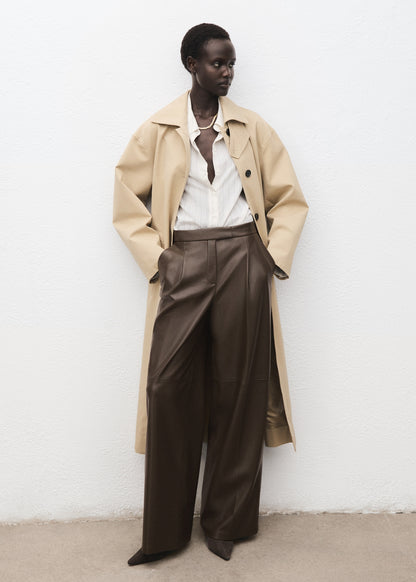 Wide leg faux leather trousers