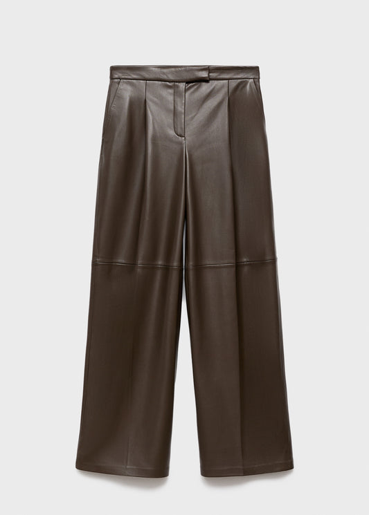 Wide leg faux leather trousers