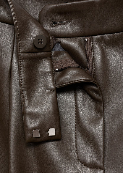 Wide leg faux leather trousers