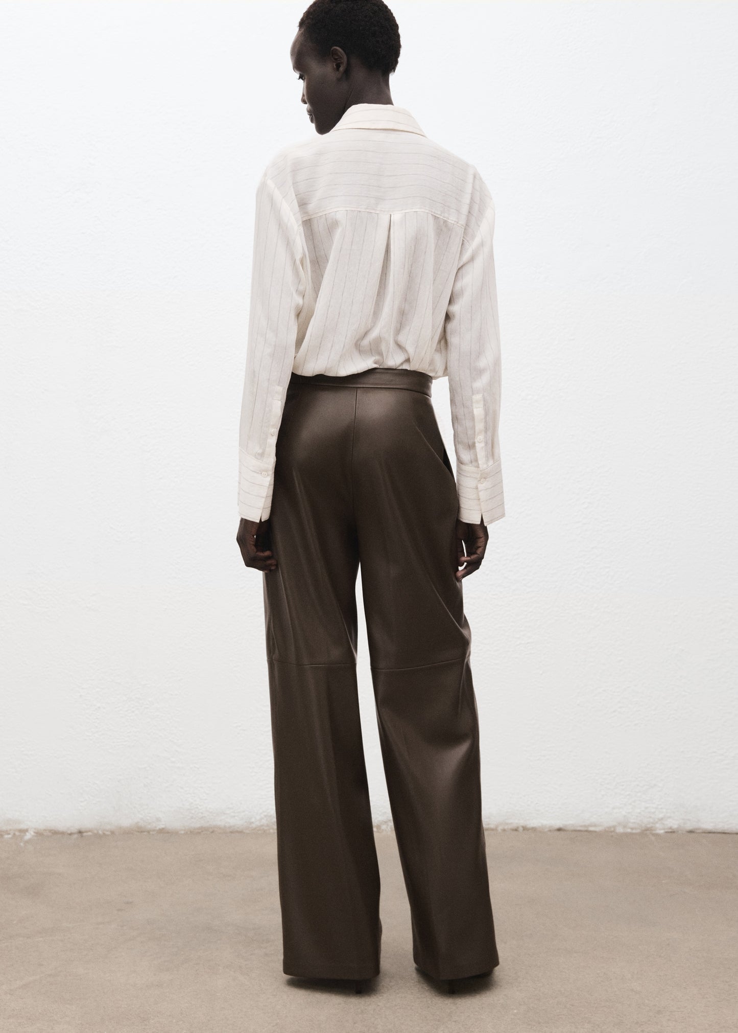 Wide leg faux leather trousers