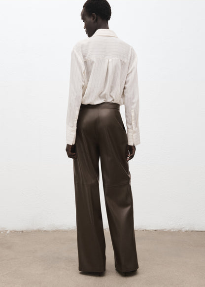 Wide leg faux leather trousers