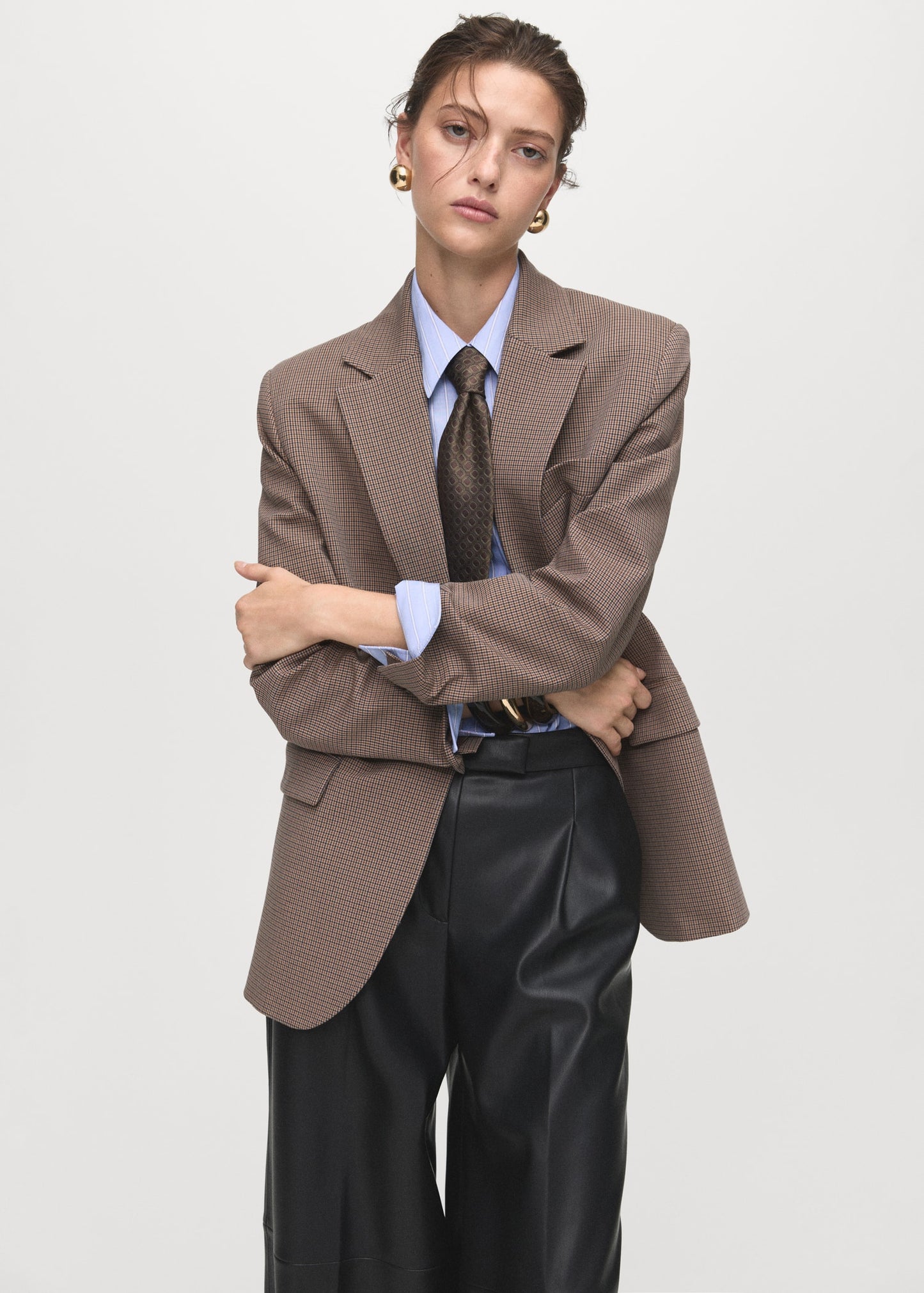 Wide leg faux leather trousers