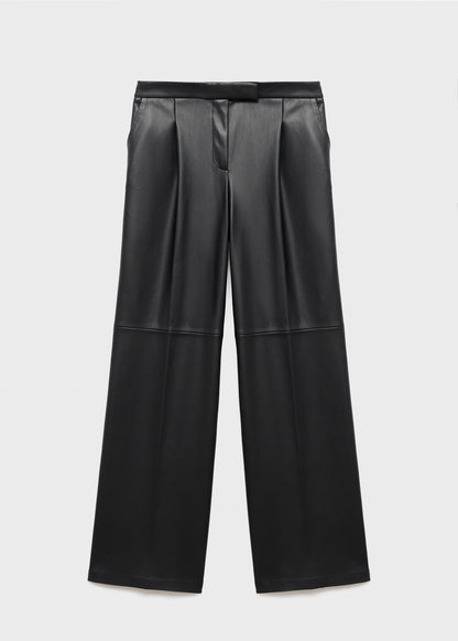 Wide leg faux leather trousers