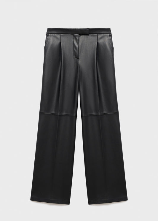 Wide leg faux leather trousers