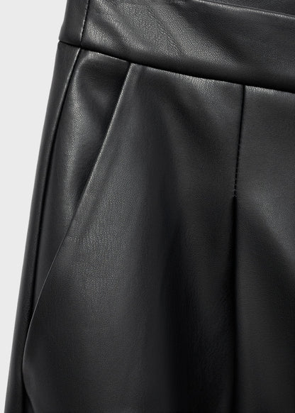 Wide leg faux leather trousers