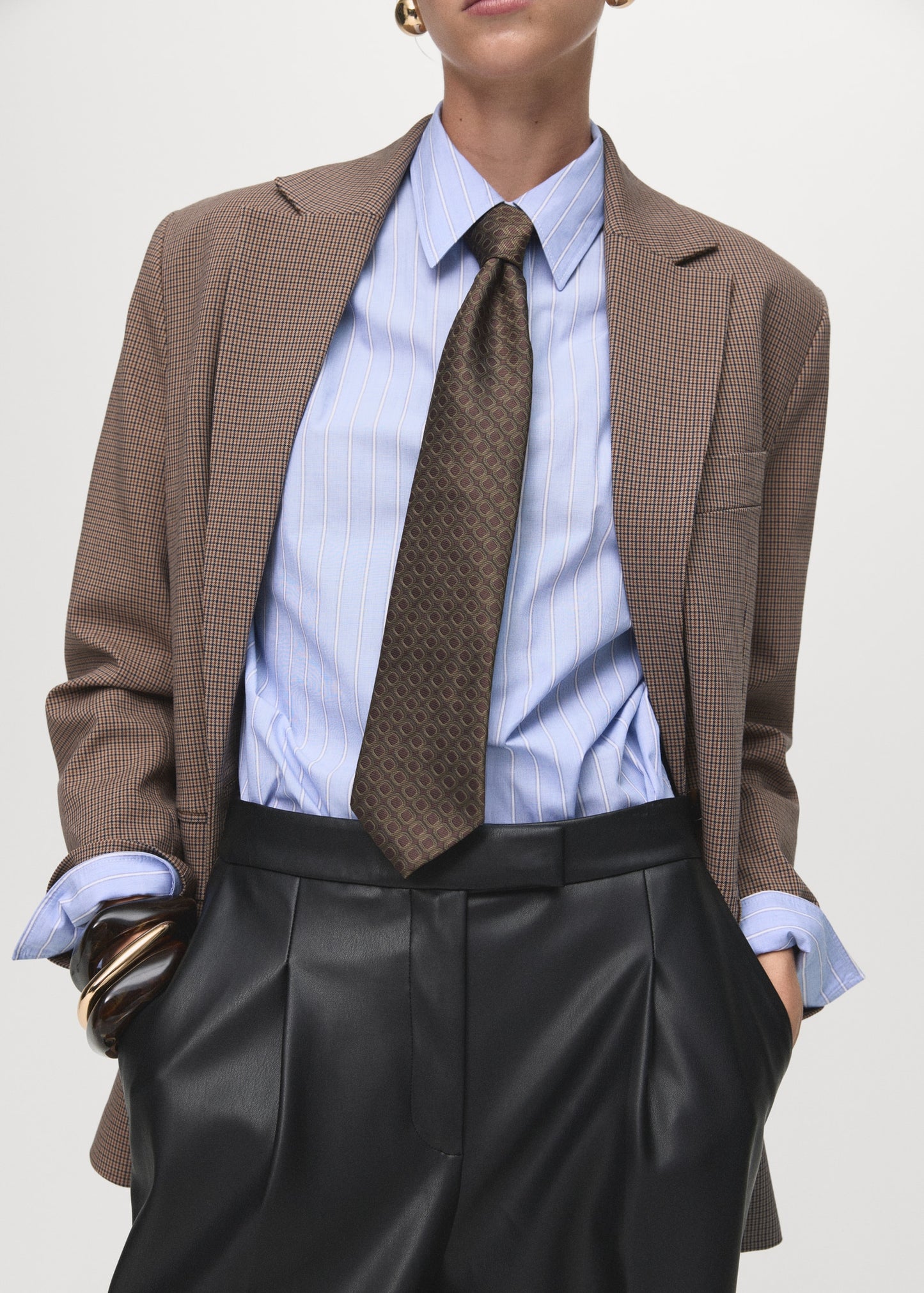 Wide leg faux leather trousers
