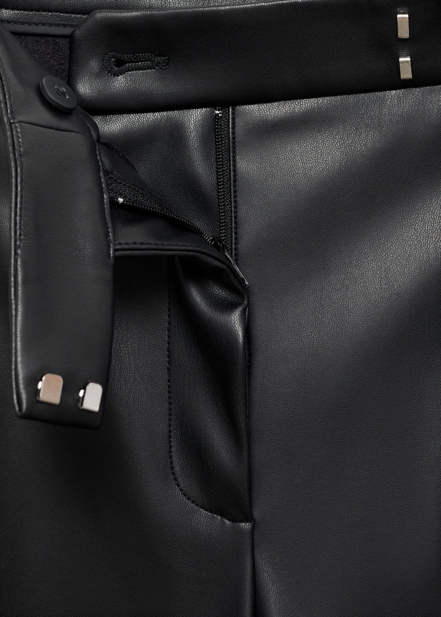 Wide leg faux leather trousers