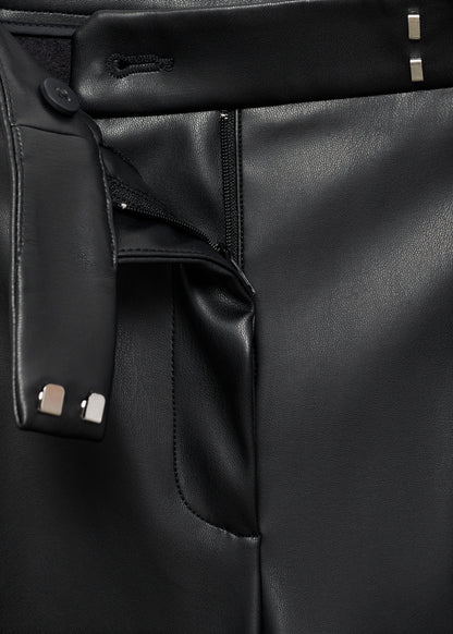 Wide leg faux leather trousers