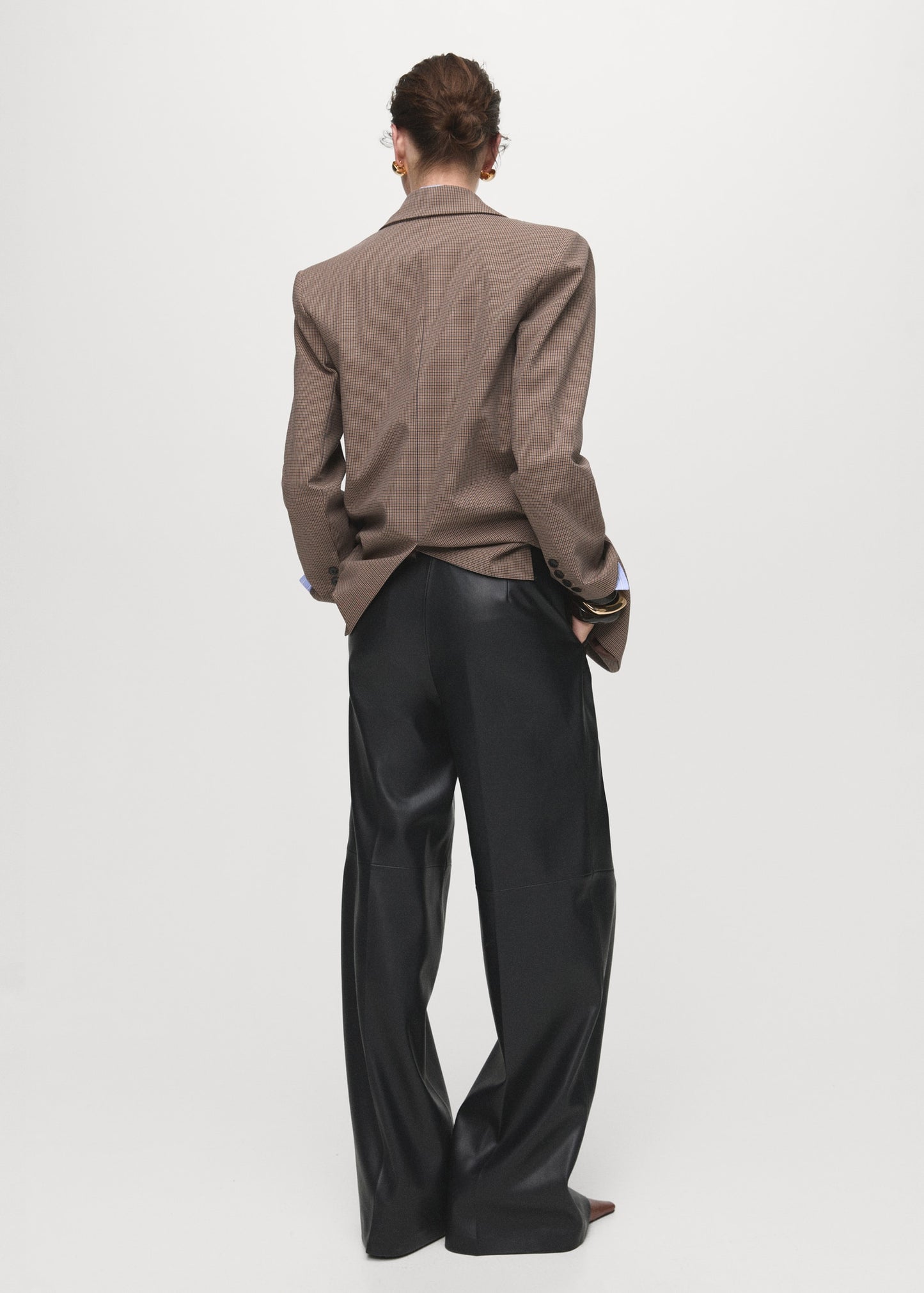 Wide leg faux leather trousers