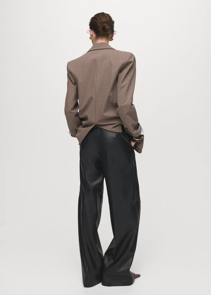 Wide leg faux leather trousers