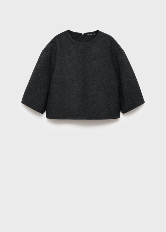 Wool top with three-quarter sleeve