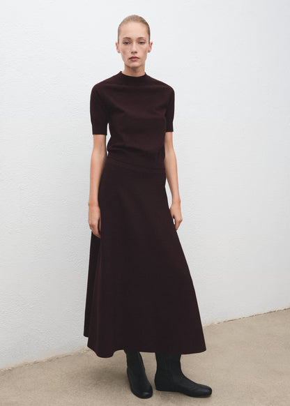Wool-blend knitted skirt