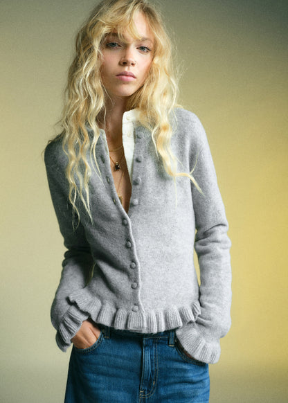 Ruffle  knit cardigan