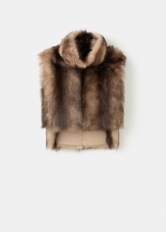 High collar fur vest