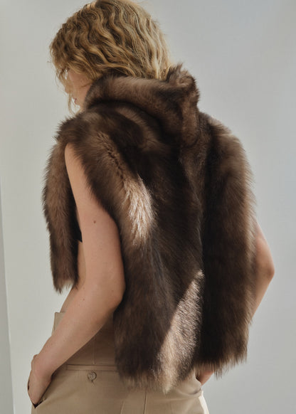 High collar fur vest