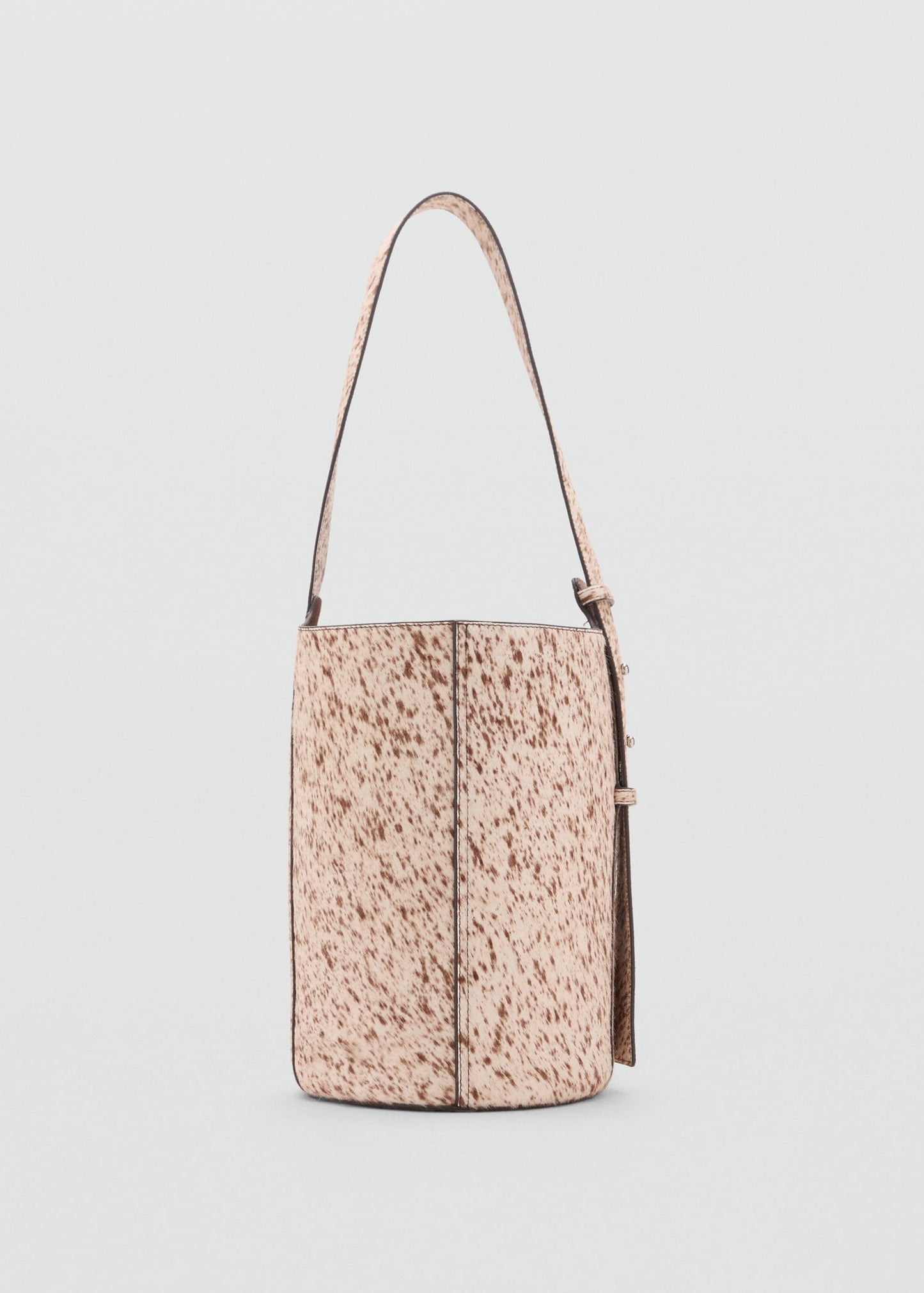 Leather and fur bucket bag