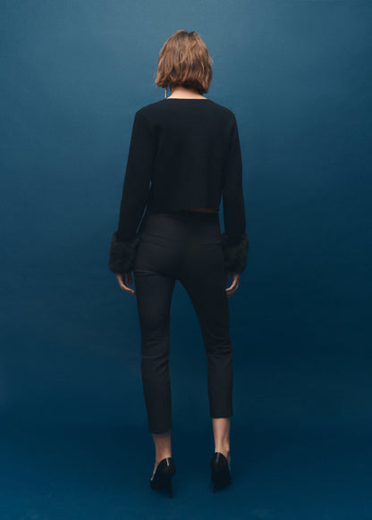 Cardigan with fur-effect cuffs