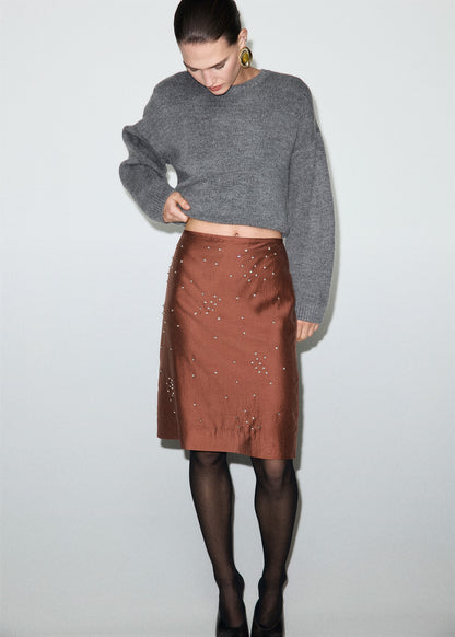 Midi-skirt with rhinestones
