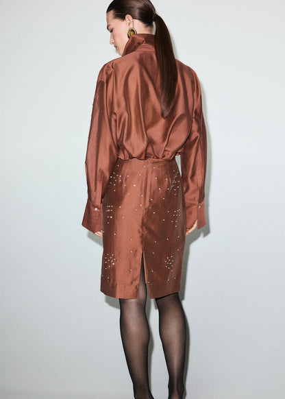 Midi-skirt with rhinestones